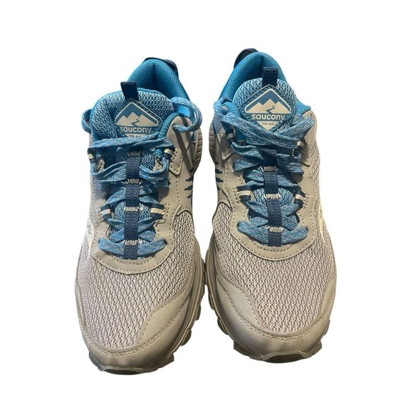 Saucony Womens Blue Wide Grid Cohesion React2U Sneakers Shoes Size 8 - Picture 1 of 8
